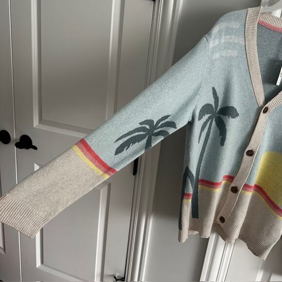 Marine Layer NWT Sunset Palm Finn Intarsia Cardigan Sweater Large - Picture 4 of 11